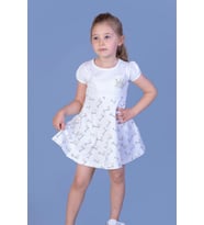 Toontoy Kız Çocuk Göğsü Nakışlı Elbise (Ekru)