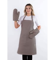 Simple 3'lü Set Ayar Askılı Cepli Mutfak Önlüğü Seti (2 ELDİVEN) Şef Garson Kafe Aşçı Barista (Antrasit)
