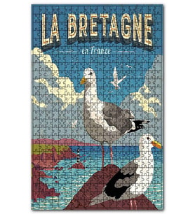 Cakapuzzle Fransa Deniz Martı Fener Görseli Puzzle Yapboz MDF (Ahşap) (500 Parça)