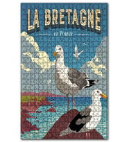 Cakapuzzle Fransa Deniz Martı Fener Görseli Puzzle Yapboz MDF (Ahşap) (500 Parça)