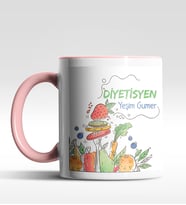 Kişiye Özel Diyetisyen Tasarımlı Siyah Kupa (Beyaz-Pembe)