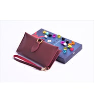 ÖZKA LEATHER - İSİMLİ KİŞİYE ÖZEL DAMLA KLİPSLİ KADIN CÜZDAN (Bordo)