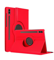 Microsonic Samsung Galaxy Tab S9 Plus X810 Kılıf 360 Rotating Stand Deri Siyah (Kırmızı)