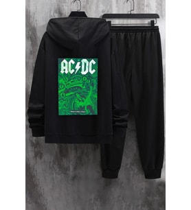 Unisex AcDc Baskılı Eşofman Takımı (Siyah)
