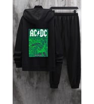 Unisex AcDc Baskılı Eşofman Takımı (Siyah)