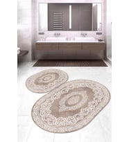 Dijital Baskılı Kaymaz Taban Yıkanabilir Oval 2'li Klozet Takımı Banyo Paspası NOKZ-HK-104 (Çok Renkli)