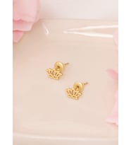 925 AYAR GÜMÜŞ MİNİMAL LOTUS ÇİÇEĞİ KÜPE (Gold)