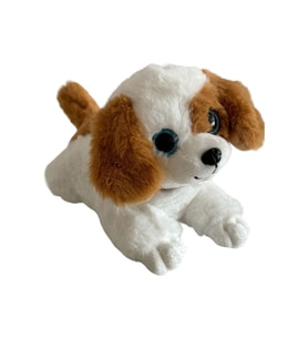Havlayan Sevimli Peluş Köpek 25 Cm Yatan Köpek Peluş (Beyaz)