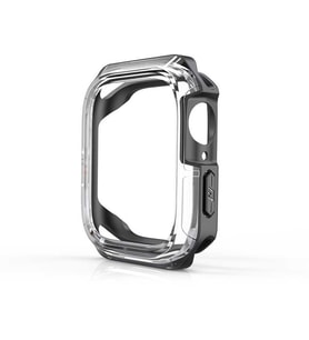 Apple Watch 7/8/9 41mm Sert PC Ekran Koruyucu + Silikon Kasa Koruyucu (Füme)