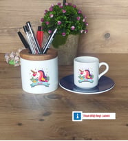 Unicorn Hediyeleri Türk Kahvesi Fincanı Kırmızı, Kalemlik Kişiye Özel Hediye (Model 2)