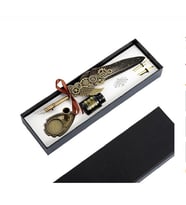 0.5mm Quill Kalem Mürekkebi Seti Vintage Tüy Divit Kalem Seti Prüzsüz Yazma Divit Kalem Set (Gri)