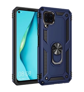Huawei P40 Lite Kılıf Yüzüklü Zırh Tank Vega (Mavi)
