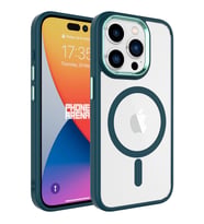Apple iPhone 15 Pro Kılıf Wireless Şarj Özellikli Krom Magsafe Silikon Kılıf (Koyu Yeşil)
