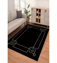 Dijital Kaymaz Taban Yıkanabilir Renkli Salon Halısı Mutfak Halısı Yolluk ND-SD-1195 (Siyah)