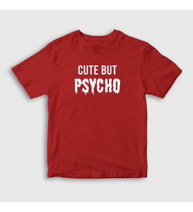 Presmono Unisex Çocuk Beyaz Cute But Psycho T-Shirt 397550tt (Kırmızı)