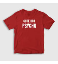 Presmono Unisex Çocuk Beyaz Cute But Psycho T-Shirt 397550tt (Kırmızı)