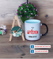Optisyen Kupa Bardak Beyaz ve Fotoğraflı Ahşap Anahtarlık Hediye (Model 9)