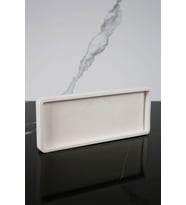 Dekoratif Sunum Tepsisi Tabağı Beton Sunumluk 10x25 Cm Beton Gri (Düz Beyaz)