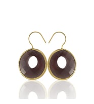 Kadir Jewellery 22 Ayar Altın Kaplama Kadın Taşlı Küpe -El İşçiliği Ve Hipoalerjenik Küpe (Bordo)
