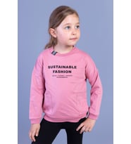 Toontoy Kız Çocuk Cep Detaylı Baskılı Sweatshirt (Gül Kurusu)