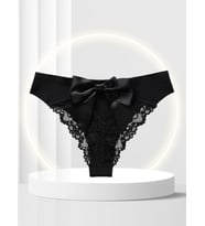 Feel Lady Arkası Saten Kurdeleli Dekolteli Dantelli Şirin Tanga- 1041-09-11 (Siyah)