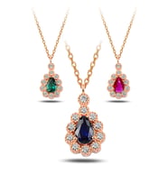 Rose Renk Damla Model Yakut Taşlı Kadın Gümüş Kolye GKLDMLM1DEL-ROS 6018630712761 (Yeşil)