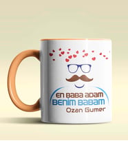 Kişiye Özel En Baba Adam Benim Babam Tasarım Siyah Kupa Bardak (Turuncu)