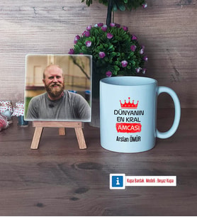 Amcaya Hediye Fotoğraflı Dekoratif Taş, Kupa Bardak Beyaz HediyeBabalar Günü Hediyesi (Model 1)