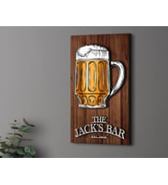 BK Gift Kişiye Özel Kabartma Tasarımlı Ahşap Bar Tabelası 61cm, Home Bar Tabela, Rustik Ev Dekorasyonu, Duvar Dekoru (Model 3)