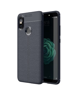 Microsonic Xiaomi Mi 8 Kılıf Deri Dokulu Silikon (Lacivert)
