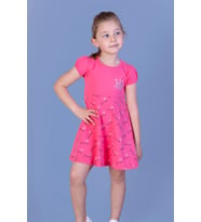 Toontoy Kız Çocuk Göğsü Nakışlı Elbise (Fuşya)