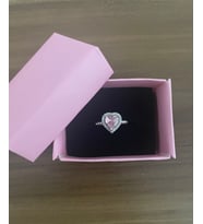 Kalpli Pembe Taşlı Yüzük Özel Kutulu Ayarlanabilir Gümüş  Renk