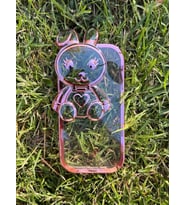 İphone 14 Plus Stantlı Rabbit Silikon Kapak (Pembe)