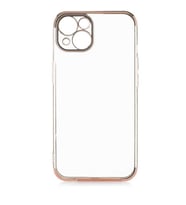 Apple iPhone 13 Kılıf İnce Köşeleri Renkli Şeffaf Silikon (Gold)