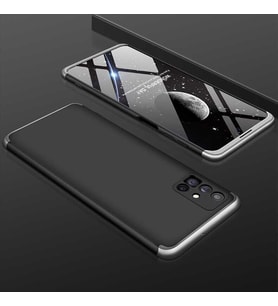 Samsung Galaxy M51 Kılıf 3 Parça Slim Sert Silikon Kapak AYS (Siyah-Gri)