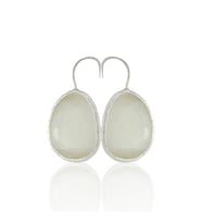 Kadir Jewellery Gümüş Kaplama Fosil Taşlı Küpe -El İşçiliği Ve Hipoalerjenik Küpe (Beyaz)