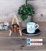 İngilizce Öğretmeni Türk Kahvesi Fincanı Ahşap Altlıklı ve Fotoğraflı Ahşap Anahtarlık Hediye Öğretmen Günü Hediyesi (Model 7)