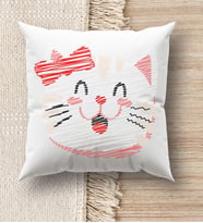 BK Gift Modern Art Tasarımlı Beyaz Kırlent Yastık, Ev Hediyesi, Ev Dekorasyonu, Dekoratif Hediye (Model 12)