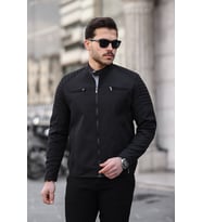 Erkek Su ve Rüzgar Geçirmez Slim Fit Astarlı Mevsimlik Mont (Siyah)