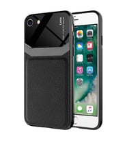 Ceponya iPhone 8 Kılıf Deri Görünümlü Emiks Kapak (Siyah)