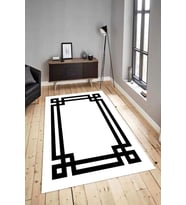 Dijital Baskılı Yıkanabilir Kaymaz Modern Renkli Salon Halısı Mutfak Halısı Yolluk ND-HY-1158 (Beyaz)