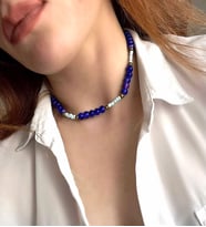 LeylanTakı Kadın Kırmızı Boncuk Kolye (Mavi)