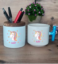 Unicorn Hediye Sepeti Kupa Bardak T Kulplu, Kalemlik Hediyeleri Kadın Arkadaşa Doğum Günü Hediyesi (Model 3)