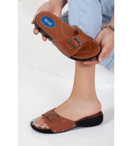 Khayt Minel Anatomik Ortopedik Jel Taban Günlük Kadın Terlik (Taba)