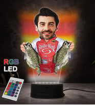 Doğum Günü Hediyesi,Sevgiliye Hediye, Kişiye Özel Fotoğraflı Balıkçı Karikatür 3D Led Lamba (RGB)
