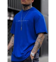 Erkek Dreamer Baskılı Oversize Tshirt (Mavi)