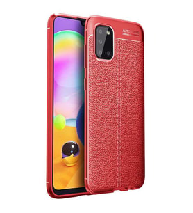 Galaxy A31 Kılıf Zore Niss Deri Desenli Silikon Kılıf (Kırmızı)
