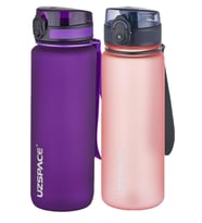 Uzspace 2'li Tritan Matara Seti 800 ml 14 Farklı Renk Seçeneği FiftyFifty (Mor-Pudra)