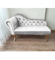 Dekoratif Bihter Koltuk Josefin Puf 120 cm Gold Ayak (Beyaz)