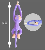 Peluş Maymun, Elleri Yapışabilen Uyku ve Oyun Arkadaşı -70 cm (Mor)
